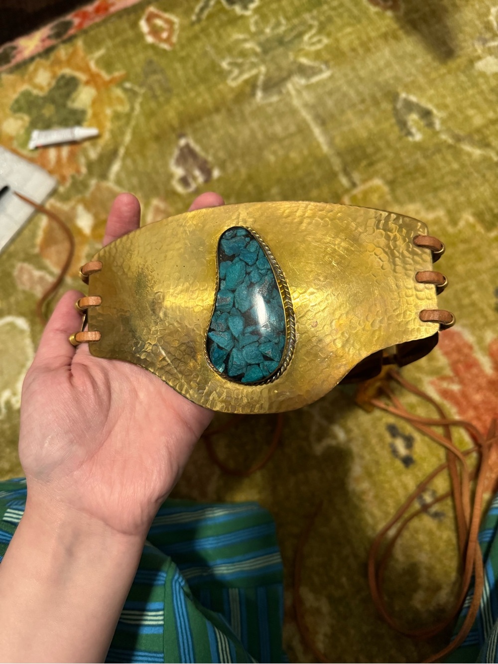 Free People ✨RARE✨ Dorado Wrap Belt Gold & Turquoise Bohemian OS - Picture 4 of 12